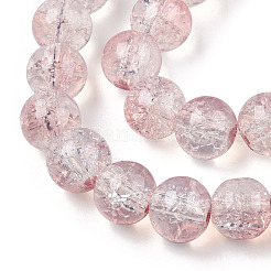 Transparent Crackle Baking Paint Glass Beads Strands&nbsp;DGLA-T003-01C-13