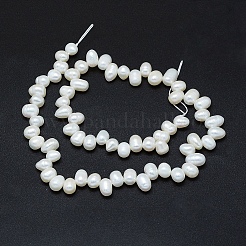 天然養殖淡水パールビーズ連売り  ポテト  乳白色  7~10x6~7mm  穴：0.8mm  約65個/連  13.7インチ（35cm）&nbsp;PEAR-G004-01E-01A