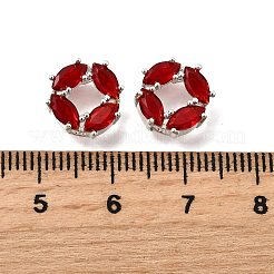 真鍮製マイクロパヴェキュービックジルコニアビーズ  花  銀  ミックスカラー  10x5.5mm  穴：1.8mm&nbsp;KK-F913-02S