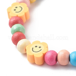 Round Natural Wood Beads Stretch Bracelets&nbsp;BJEW-JB06596
