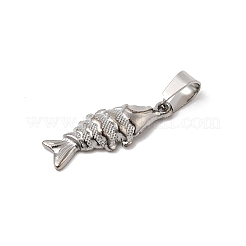 304ステンレスペンダント  ステンレス鋼色  魚  26x10x3.5mm  穴：7x5mm&nbsp;STAS-B167-12A-P