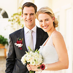 2Pcs 2 Style Silk Cloth Rose with Satin Ribbon Corsage Boutonniere & Wrist Corsages&nbsp;AJEW-CP0005-94
