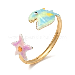 Ocean 304 Stainless Steel Enamel Cuff Bangles for Women&nbsp;BJEW-F518-02E-G