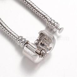合金ラインストーンビーズヨーロピアンブレスレット  ガラスビーズと真鍮チェーンと  レッド  190mm&nbsp;BJEW-L602-12C