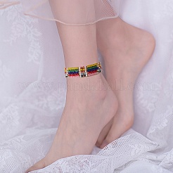 女の子の女性のためのキャンディーカラーガラスシードビーズストレッチアンクレットセット  ミックスカラー  内径：2-3/4インチ（7cm）  20個/セット&nbsp;AJEW-SW00003