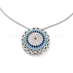 Brass Micro Pave Cubic Zirconia Pendant Necklaces&nbsp;NJEW-B079-03