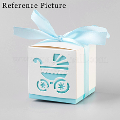 Hollow Stroller BB Car Carriage Candy Box wedding party gifts with Ribbons&nbsp;CON-WH0034-D05