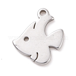 変色しない304ステンレススチールチャーム  魚のチャーム  ステンレス鋼色  11.5x10x1mm  穴：1.2mm&nbsp;STAS-G287-07P