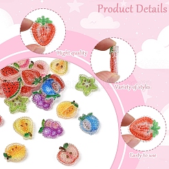 20Pcs 10 Styles Cherry/Pear/Lemon/Grape/Blueberry/Peach/Apple/Watermelon/Fruit Transparent Epoxy Resin Decoden Cabochons&nbsp;RESI-FS0001-93