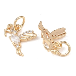 Brass Micro Pave Clear Cubic Zirconia Pendants&nbsp;KK-C142-07LG