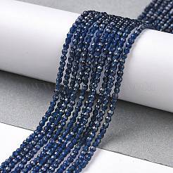 透明ガラスビーズ連売り  多面カットラウンド  プルシアンブルー  2mm  穴：0.8mm  約160~178個/連  13.58 ~14.17インチ（34.5~36cm）&nbsp;GLAA-H021-04-28