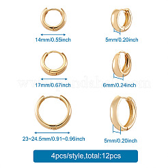6 Pairs 3 Styles Brass Huggie Hoop Earrings&nbsp;EJEW-YS0001-01