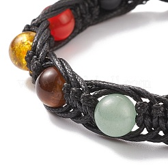 Round Natural & Synthetic Mixed Gemstone Braided Bead Bracelet&nbsp;BJEW-TA00131