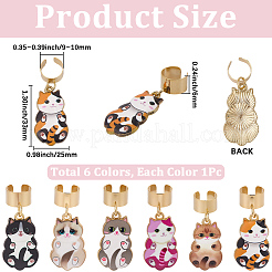 6Pcs 6 Colors Alloy Enamel Cat Stethoscope Pendant Decorations&nbsp;HJEW-SP0001-39