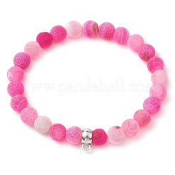 女性用天然風化瑪瑙ビーズストレッチブレスレット  フクシア  内径：2-1/8インチ（5.3cm）&nbsp;BJEW-JB11412-01
