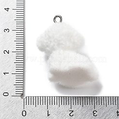 樹脂チャーム  プラチナ鉄ループ付き  犬  ホワイト  27x24.5x16.5mm  穴：2mm&nbsp;RESI-Q007-06E