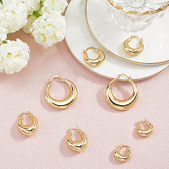 4 Pairs 4 Styles Rack Plating Brass Chunky Hoop Earrings for Women&nbsp;EJEW-BBC0001-94