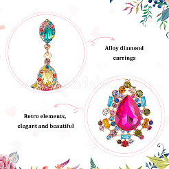 2 Pairs 2 Style Rhinestone Teardrop & Rectangle Dangle Stud Earrings&nbsp;EJEW-AN0002-98