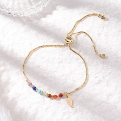 Chakra Brass Box Chain Slider Bracelets&nbsp;BJEW-JB12602-02
