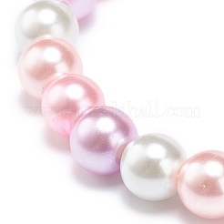 女性のためのガラスパールラウンドビーズストレッチブレスレット  カラフル  内径：2インチ（5cm）&nbsp;BJEW-JB08606