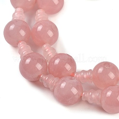 Natural Rose Quartz 3-Hole Guru Beads Strands&nbsp;G-H064-E01-02
