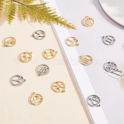 304ステンレスペンダント  手動研磨  十二星座を持つリング  12星座  18x16x1.5mm  穴：1.6mm  24個/箱&nbsp;STAS-UN0019-20