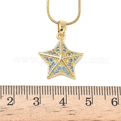 304 Stainless Steel Micro Pave Sky Blue Cubic Zirconia Pendant Necklaces for Women&nbsp;NJEW-Z103-01G-02