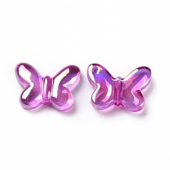 UVメッキレインボー虹色アクリルビーズ  蝶  ミックスカラー  20x14.5x5mm  穴：1.6mm&nbsp;PACR-H001-06
