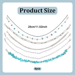 2 Sets 2 Styles Synthetic Turquoise & Plastic Imitation Pearl Beads & 304 Stainless Steel Link Baseball Cap Chain&nbsp;AJEW-GO0002-26