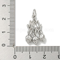 真鍮チャーム  カドミウムフリー＆ニッケルフリー＆鉛フリー  丸カン付き  花  プラチナ  22x13x5mm  穴：4mm&nbsp;KK-K378-10P