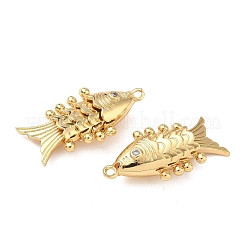 真鍮製マイクロパヴェキュービックジルコニアペンダント  魚のチャーム  18KGP本金メッキ  24.5x12x6mm  穴：1.2mm&nbsp;KK-H526-01A-G