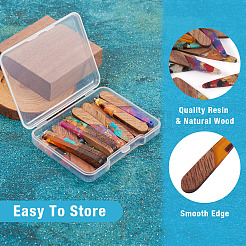 16本8色透明樹脂＆ウォールナットウッドペンダント  金箔  ティアドロップチャーム  ミックスカラー  44x7.5x3mm  穴：1.5mm  2個/カラー&nbsp;RESI-BT0001-34