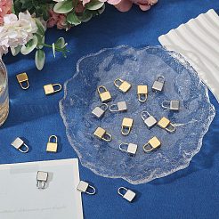 20個2色304ステンレスペンダント  南京錠  プラチナ·ゴールデン  17.5~18x10x4mm  穴：7x5mm  10個/カラー&nbsp;STAS-CA0002-46
