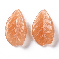 天然石レッドアベンチュリンペンダント  葉  19.5x11.5x4mm  穴：0.8mm&nbsp;G-F697-A03