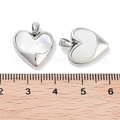 Brass Pave Natural Shell Heart Charms&nbsp;KK-C051-24P