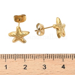 304ステンレススチールスタッドピアス  ゴールドカラー  ヒトデ  10x11mm&nbsp;LS-EJEW-C162-02B-G