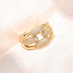 Brass Micro Pave Cubic Zirconia Cuff Open Rings&nbsp;CU-CBAB3AD-16G