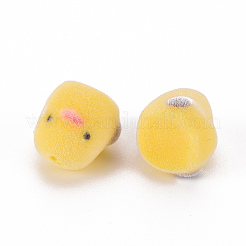 フロッキーのプラスチックビーズ  片穴ビーズ  アヒル  ライトカーキ  11x11x11.5mm  穴：1.2mm&nbsp;KY-Q056-002