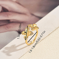 Brass Micro Pave Cubic Zirconia Cuff Open Rings for Women&nbsp;XP7869