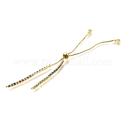 Adjustable Brass Colorful Cubic Zirconia Slider Bracelet Making&nbsp;KK-L230-15G-01