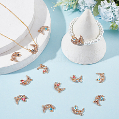 30Pcs 5 Colors Moon Alloy Enamel Connector Charms&nbsp;ENAM-SC0004-23