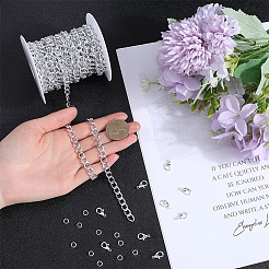 DIYアルミカーブチェーンブレスレットネックレス作りキット  ジュエリーセット  銀  2.5~12x1~7x0.5~3mm&nbsp;DIY-SP0001-13A-S
