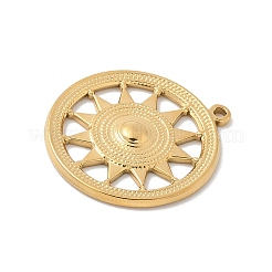 304ステンレスペンダント  太陽の車輪チャーム  ゴールドカラー  25x22x2.5mm  穴：1.2mm&nbsp;STAS-F326-03G