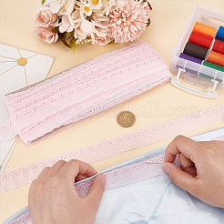 15ヤードのコットン刺繍中空花レーストリム  ウェーブエッジレースリボン  ピンク  1インチ（25mm）&nbsp;OCOR-WH0003-046C