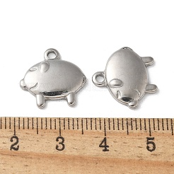 304ステンレスペンダント  豚のチャーム  ステンレス鋼色  14.5x15.5x2.5mm  穴：1.8mm&nbsp;STAS-I330-069P