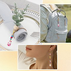 10個 5スタイル 合成ターコイズチップ&合金エナメル猫ペンダント装飾  合金製カニカン付き  ミックスカラー  59~62mm  2個/スタイル&nbsp;HJEW-SZ00018