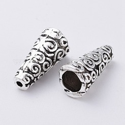 チベット風合金ビーズキャップ  コーン  花弁のない  ニッケルフリー  アンティークシルバー  18x9mm  穴：1.6mm  内径：5mm&nbsp;TIBE-L003-005AS-NF