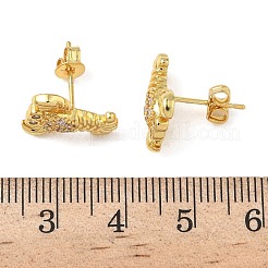 Brass Micro Pave Clear Cubic Zirconia Stud Earrings&nbsp;EJEW-A145-03B-G