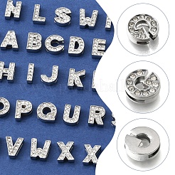 52Pcs 26 Styles Alphabet Alloy Initial Slide Charms with Grade A Rhinestones&nbsp;ALRI-FS0001-08
