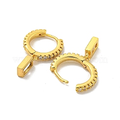 ブラスマイクロパヴェキュービックジルコニアフープピアス  18KGP本金メッキ  rctangle  透明  23x4mm&nbsp;EJEW-C088-28G-01